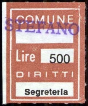 Marca da Bollo del Comune di SANTO STEFANO DEL SOLE su Carta Bianca di dimensioni 19 x 25 mm