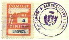 Marca da Bollo del Comune di SANTO STEFANO TICINO su Carta Bianca di dimensioni 18,5 x 25 mm