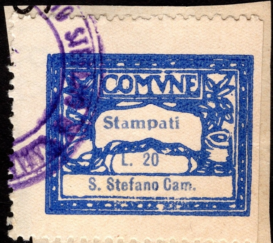 Marca da Bollo del Comune di SANTO STEFANO DI CAMASTRA su Carta Bianca di dimensioni 28 X 22 mm