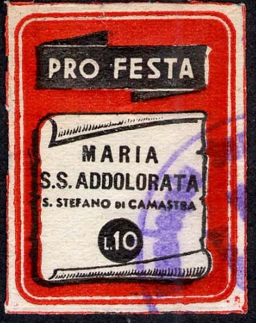Marca da Bollo del Comune di SANTO STEFANO DI CAMASTRA su Carta Bianca di dimensioni mm