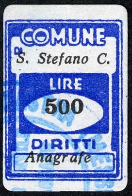 Marca da Bollo del Comune di SANTO STEFANO DI CAMASTRA su Carta Bianca Sottile di dimensioni 16 x 23 mm