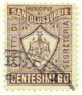 Marca da Bollo del Comune di SANTU LUSSURGIU su Carta Bianca Sottile di dimensioni 20,5 x 25,5 mm