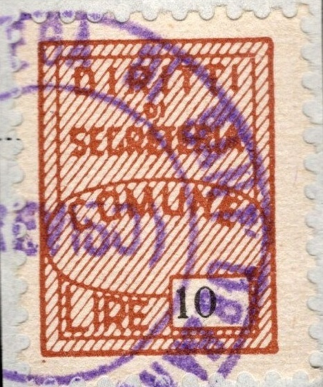 Marca da Bollo del Comune di SANT´URBANO su Carta Bianca di dimensioni 16 x 24 mm