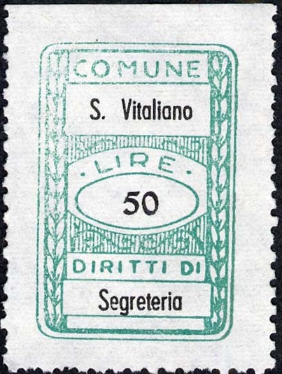 Marca da Bollo del Comune di SAN VITALIANO su Carta Bianca di dimensioni 20 x 30 mm