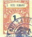 Marca da Bollo del Comune di SAN VITO ROMANO su Carta Bianca di dimensioni 25 x 34 mm