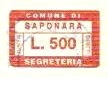 Marca da Bollo del Comune di SAPONARA su Carta Bianca di dimensioni 21,5 x 13,5 mm