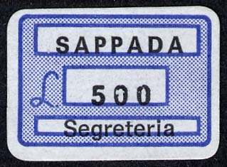 Marca da Bollo del Comune di SAPPADA su Carta Bianca di dimensioni 17 x 12 mm