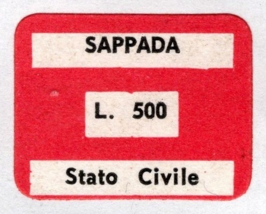 Marca da Bollo del Comune di SAPPADA su Carta Bianca di dimensioni 17 x 12 mm