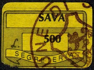 Marca da Bollo del Comune di SAVA su Carta Bianca di dimensioni 20 x 14 mm