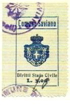 Marca da Bollo del Comune di SAVIANO su Carta Bianca Sottile di dimensioni 19 x 31 mm