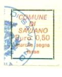 Marca da Bollo del Comune di SAVIANO su Carta Bianca di dimensioni 19 x 21 mm