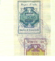 Marca da Bollo del Comune di SAVIGNANO IRPINO su Carta Bianca di dimensioni 23,5 x 35 mm