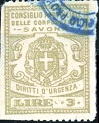 Marca da Bollo del Comune di SAVONA su Carta Bianca di dimensioni mm