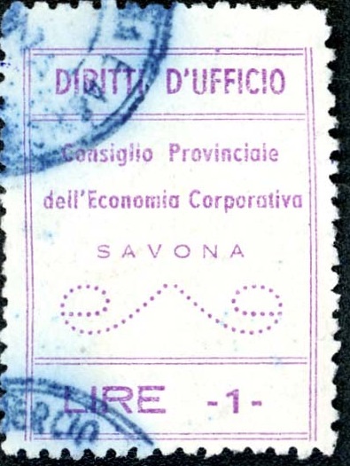 Marca da Bollo del Comune di SAVONA su Carta Bianca di dimensioni 23 x 31 mm