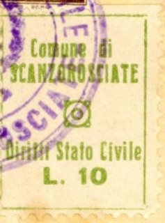 Marca da Bollo del Comune di SCANZOROSCIATE su Carta Bianca di dimensioni 21 X 27 mm