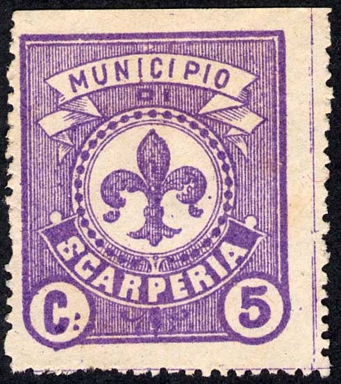 Marca da Bollo del Comune di SCARPERIA su Carta Bianca di dimensioni 27 x 31 mm