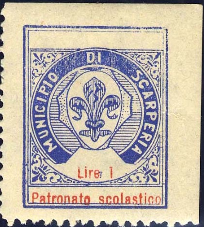 Marca da Bollo del Comune di SCARPERIA su Carta Bianca di dimensioni 20,5 x 26,5 mm