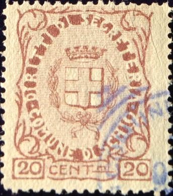Marca da Bollo del Comune di SCHIO su Carta Bianca Sottile di dimensioni 22 x 29 mm