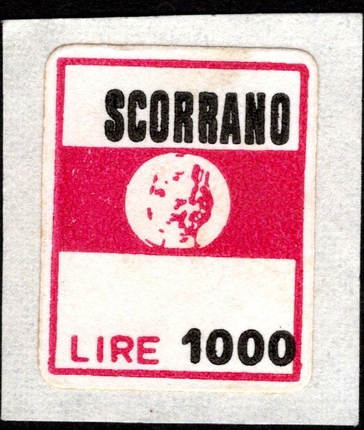 Marca da Bollo del Comune di SCORRANO su Carta Bianca di dimensioni 17 x 21 mm