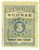 Marca da Bollo del Comune di SCORZE´ su Carta Bianca Sottile di dimensioni 22,5 x 29 mm