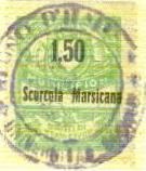 Marca da Bollo del Comune di SCURCOLA MARSICANA su Carta Bianca di dimensioni 21 x 28 mm