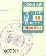 Marca da Bollo del Comune di SELVA DI PROGNO su Carta Bianca di dimensioni 18,5 x 25,5 mm
