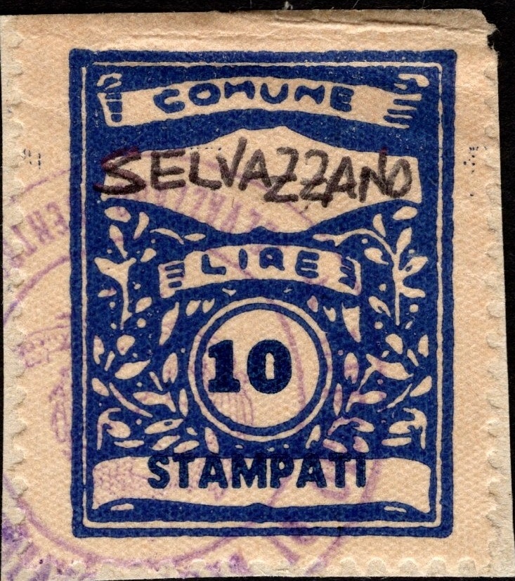 Marca da Bollo del Comune di SELVAZZANO DENTRO su Carta Bianca di dimensioni 21 x 29 mm