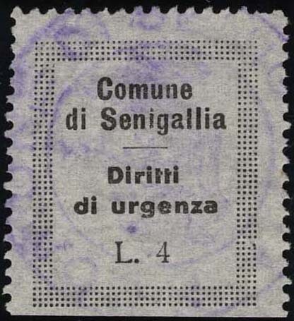 Marca da Bollo del Comune di SENIGALLIA su Carta Bianca Sottile di dimensioni 22 x 26 mm