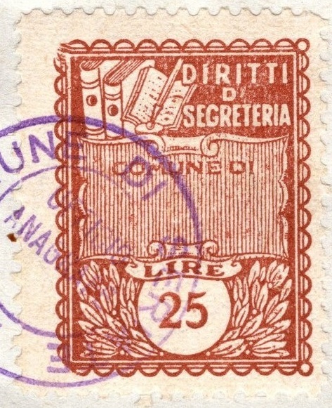 Marca da Bollo del Comune di SERIATE su Carta Bianca di dimensioni 22 x 29 mm