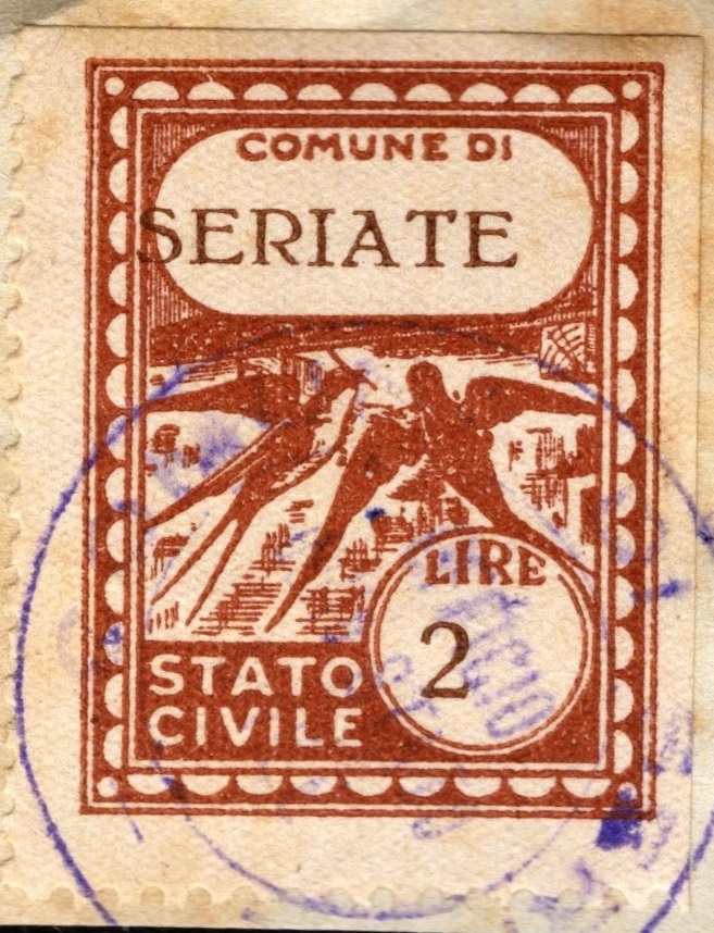 Marca da Bollo del Comune di SERIATE su Carta Bianca di dimensioni 22 x 29 mm