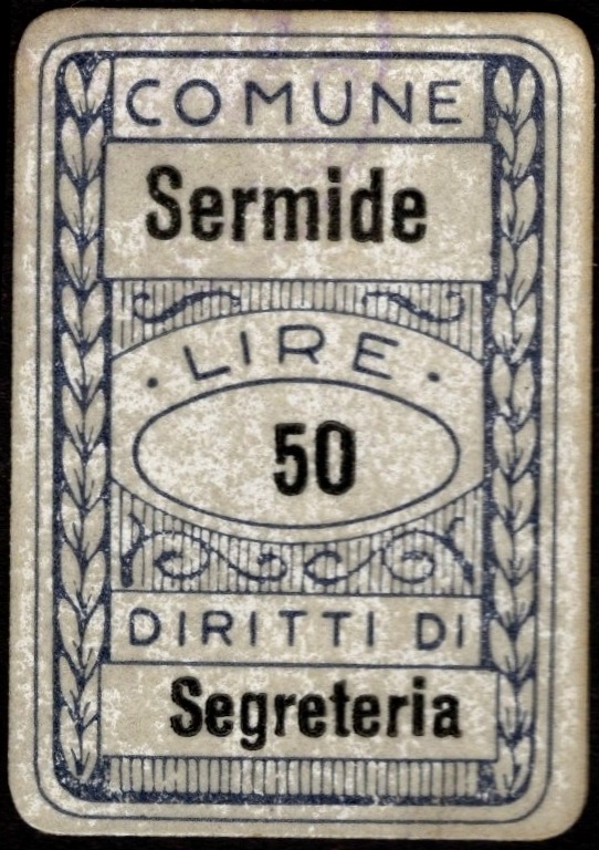 Marca da Bollo del Comune di SERMIDE su Carta Bianca di dimensioni 15 x 22 mm