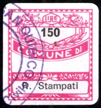 Marca da Bollo del Comune di SERRA SAN QUIRICO su Carta Bianca di dimensioni 19 x 21 mm