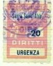 Marca da Bollo del Comune di SERRA SANT´ABBONDIO su Carta Bianca Sottile di dimensioni 18 x 25 mm