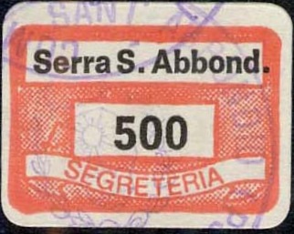Marca da Bollo del Comune di SERRA SANT´ABBONDIO su Carta Bianca di dimensioni 19,5 x 13,5 mm