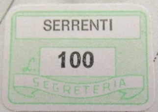 Marca da Bollo del Comune di SERRENTI su Carta Bianca di dimensioni 20 x 14 mm