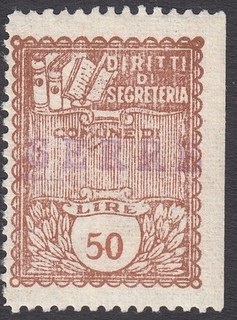 Marca da Bollo del Comune di SERRI su Carta Bianca di dimensioni 22 x 29 mm