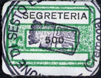 Marca da Bollo del Comune di SESTO ED UNITI su Carta Bianca di dimensioni 18,5 x 12,5 mm