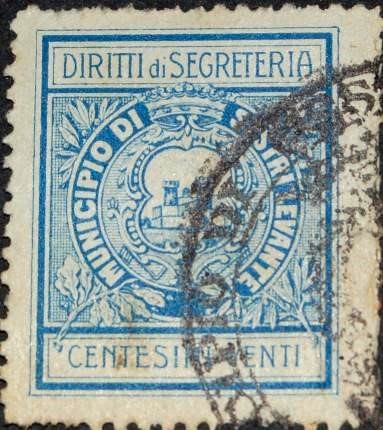 Marca da Bollo del Comune di SESTRI LEVANTE su Carta Bianca Sottile di dimensioni 24 x 29,5 mm