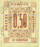 Marca da Bollo del Comune di SIDERNO su Carta Bianca di dimensioni 27 x 33 mm