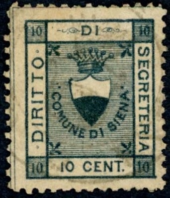 Marca da Bollo del Comune di SIENA su Carta Bianca Sottile di dimensioni 18 x 22 mm