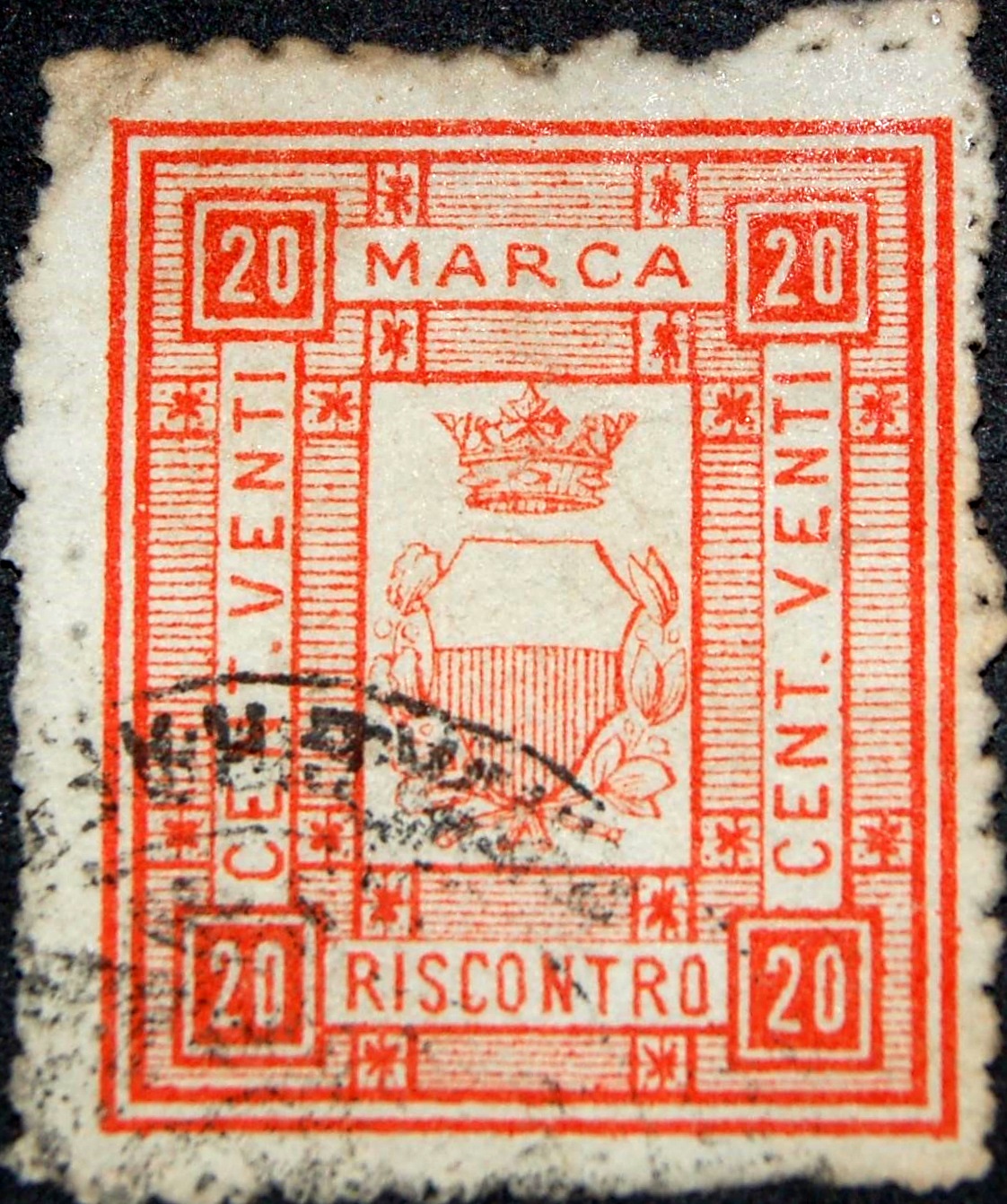 Marca da Bollo del Comune di SIENA su Carta Bianca di dimensioni 24 x 28 mm