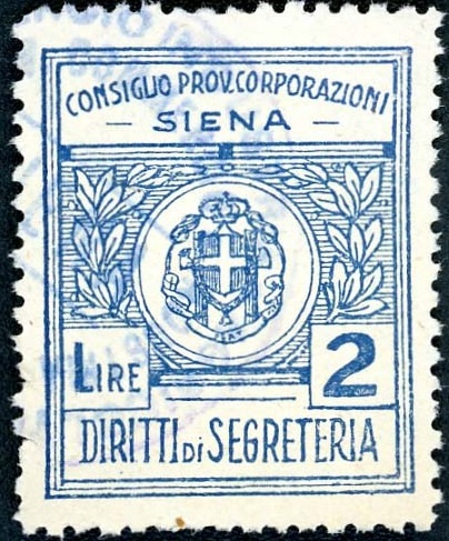 Marca da Bollo del Comune di SIENA su Carta Bianca di dimensioni mm