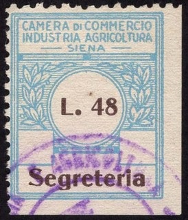 Marca da Bollo del Comune di SIENA su Carta Bianca di dimensioni 23,05 x 29 mm