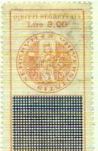 Marca da Bollo del Comune di SIENA su Carta Bianca di dimensioni 26 x 60 mm