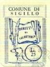 Marca da Bollo del Comune di SIGILLO su Carta Bianca di dimensioni 20,5 x 27,5 mm