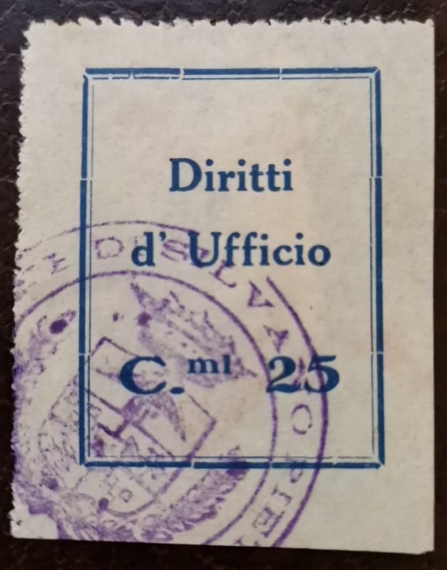 Marca da Bollo del Comune di SILVANO PIETRA su Carta Bianca di dimensioni 21 x 29 mm