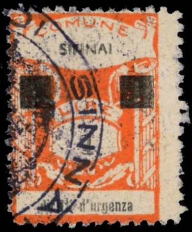 Marca da Bollo del Comune di SINNAI su Carta Bianca di dimensioni 20 x 28 mm