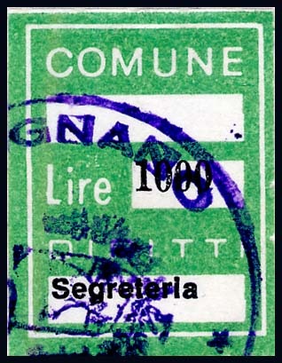 Marca da Bollo del Comune di SIRIGNANO su Carta Bianca di dimensioni 21 x 26,5 mm