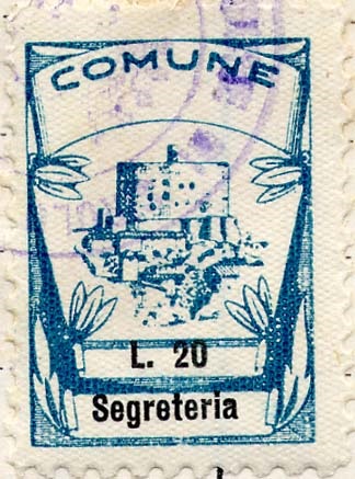 Marca da Bollo del Comune di SIROLO su Carta Bianca di dimensioni 18 X 25,5 mm