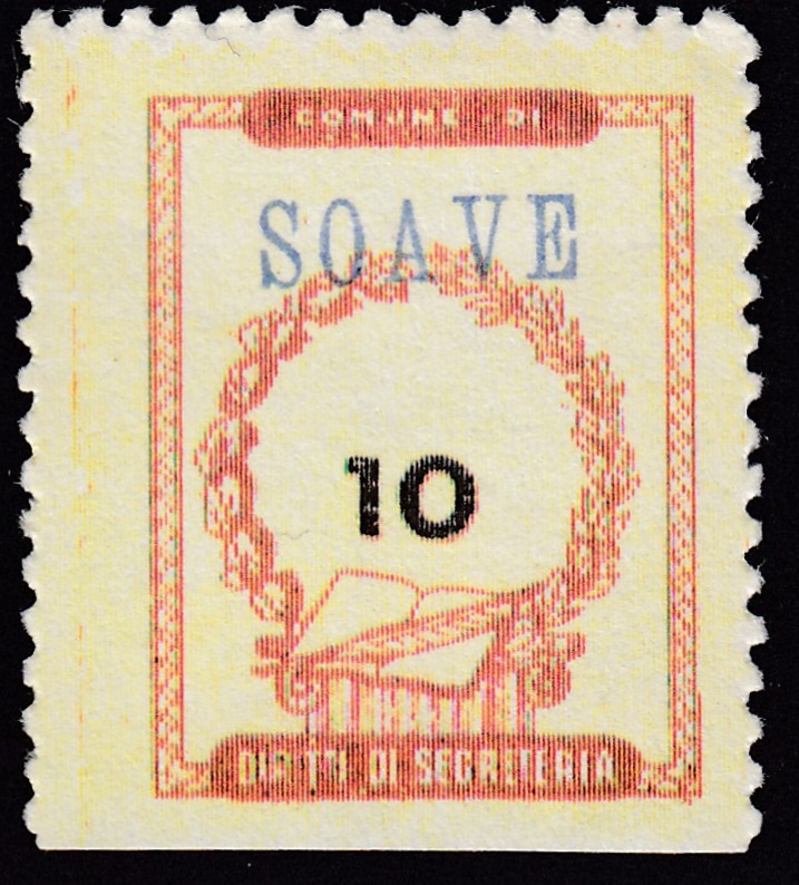 Marca da Bollo del Comune di SOAVE su Carta Bianca di dimensioni 22,5 x 29 mm